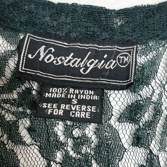 Nostalgia Dark Green Long Sleeve Lace Maxi Dress Grunge Gothic Academia Small - Picture 7 of 7